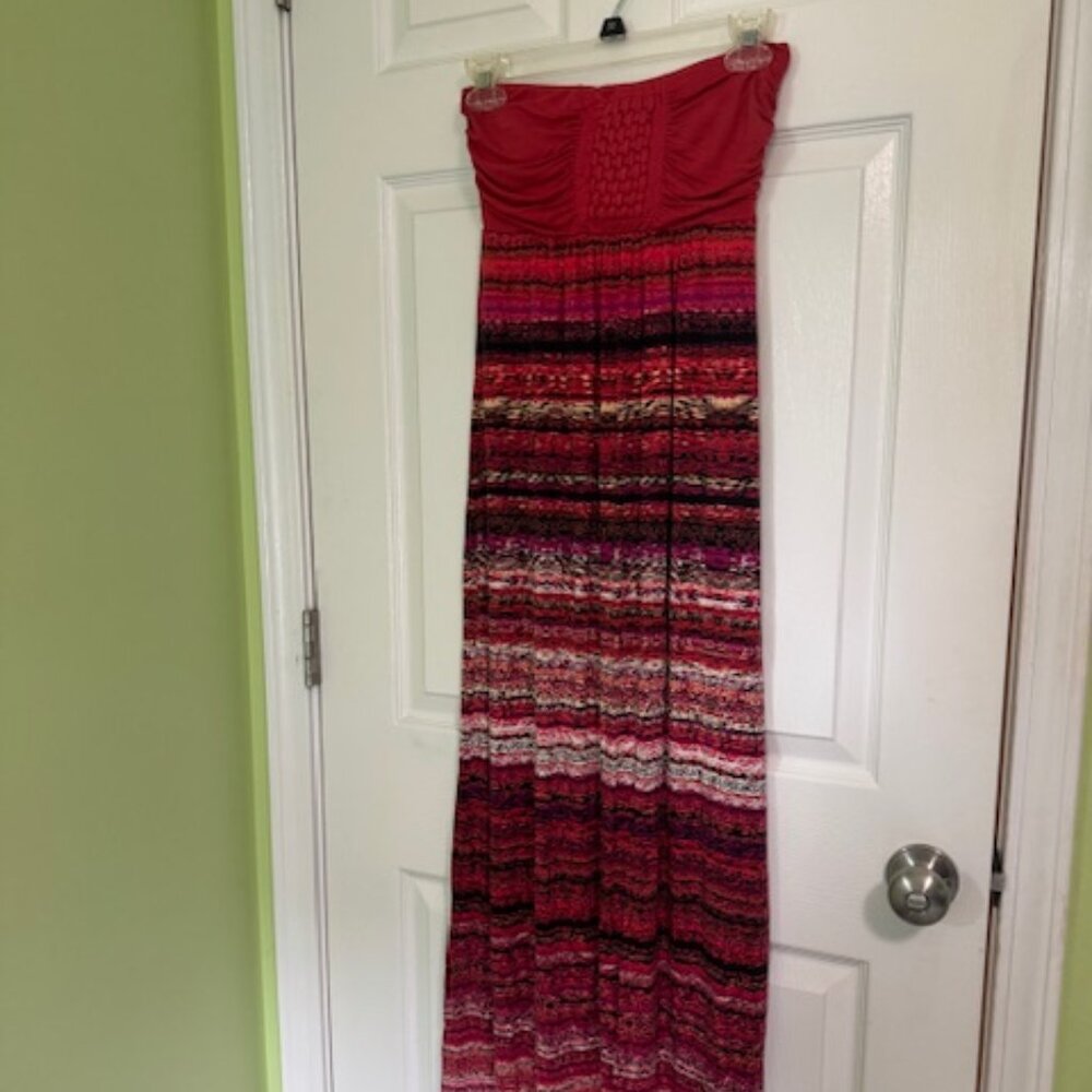 Soma Summer Strapless Dress Women's size XS with Pockets! Pink Coral Black